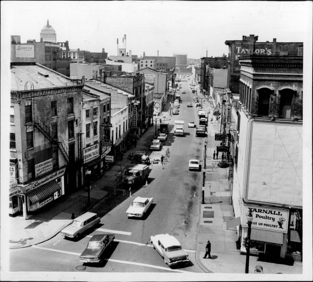 Front Street, May, 1963. Before urban renewal, Front St. was home to many gay-friendly establishments. PHOTO COURTESY: Democrat & Chronicle.