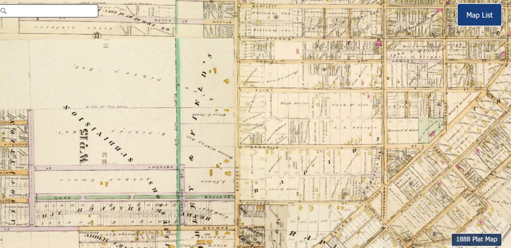 By 1900, more lots have been laid out, some houses have been built but the Sibely Tract is still largely undeveloped.