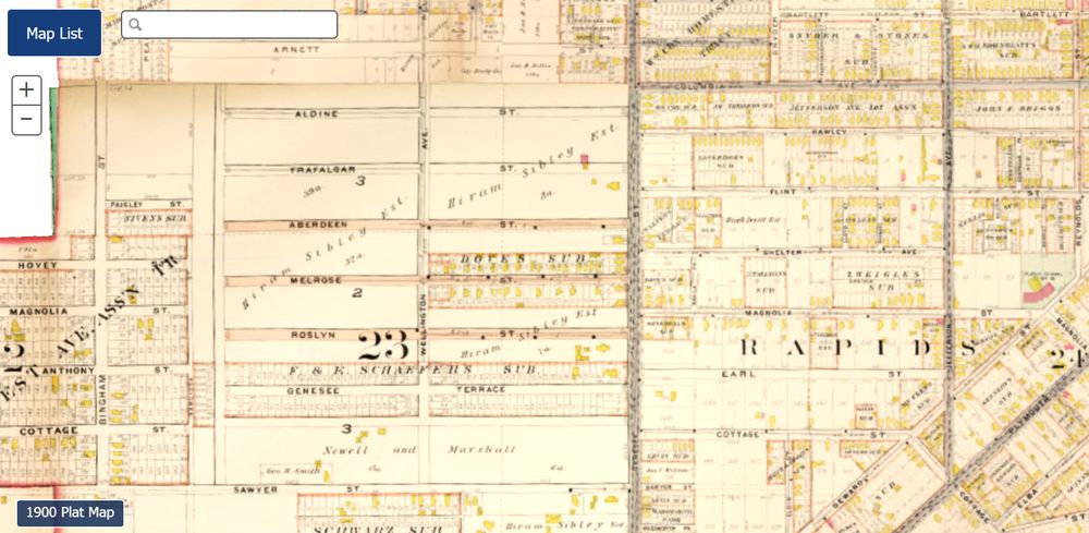 1888 plat map of Sibley Tract section of the 19th Ward neighborhood. Note how very few lots are laid out.