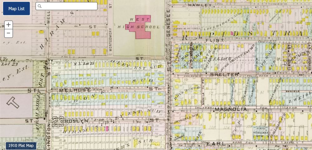 By 1910, the Sibley Tract is almost entirely developed with brand new houses and a street grid.